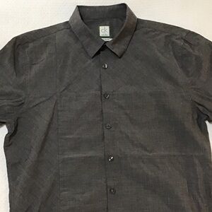 Calvin Klein Men's Short-Sleeve Button-Down Shirt in Charcoal Gray